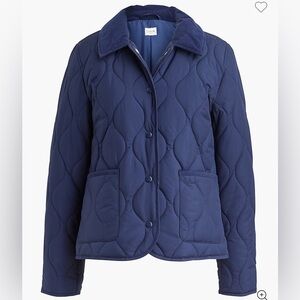 J. Crew Factory Quilted Barn Jacket in navy, size large. EUC